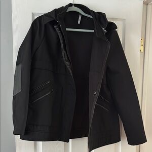 Fabletics Black Hooded Jacket xl great shape